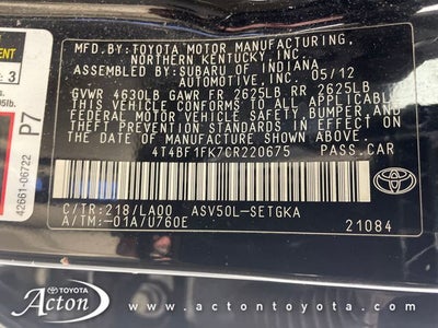 2012 Toyota CAMRY XLE
