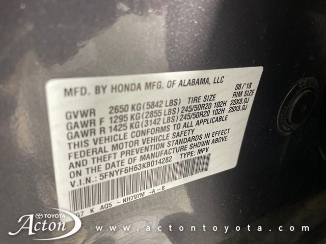 2019 Honda Pilot Touring 7 Passenger