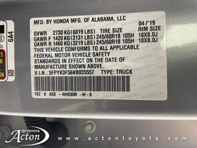 2019 Honda Ridgeline RTL