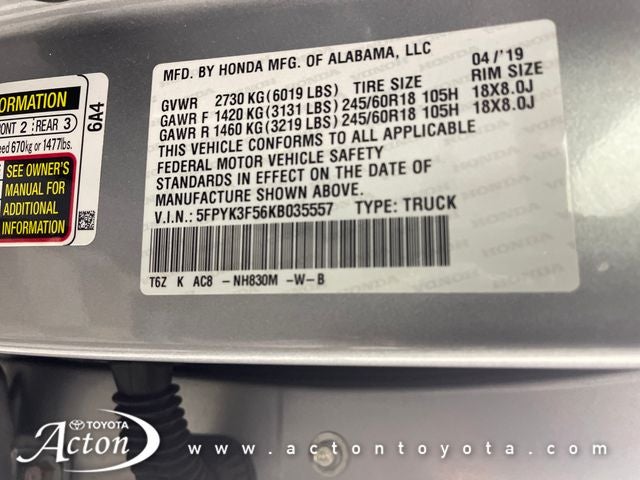 2019 Honda Ridgeline RTL