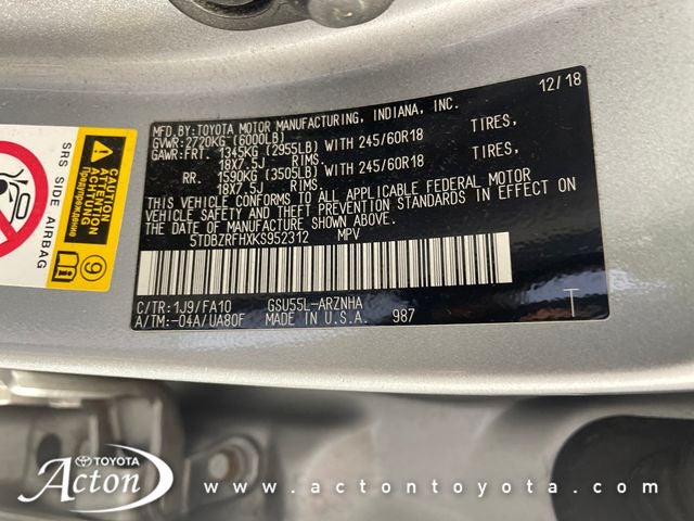 2019 Toyota HIGHLANDER LE Plus