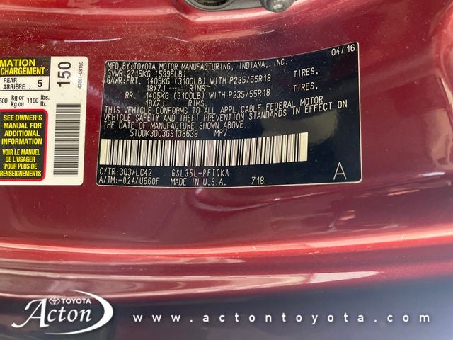 2016 Toyota Sienna XLE Premium 7 Passenger